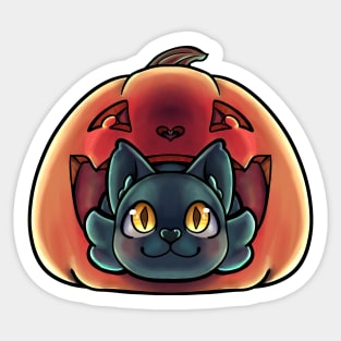 Cat in a carved pumpkin Sticker